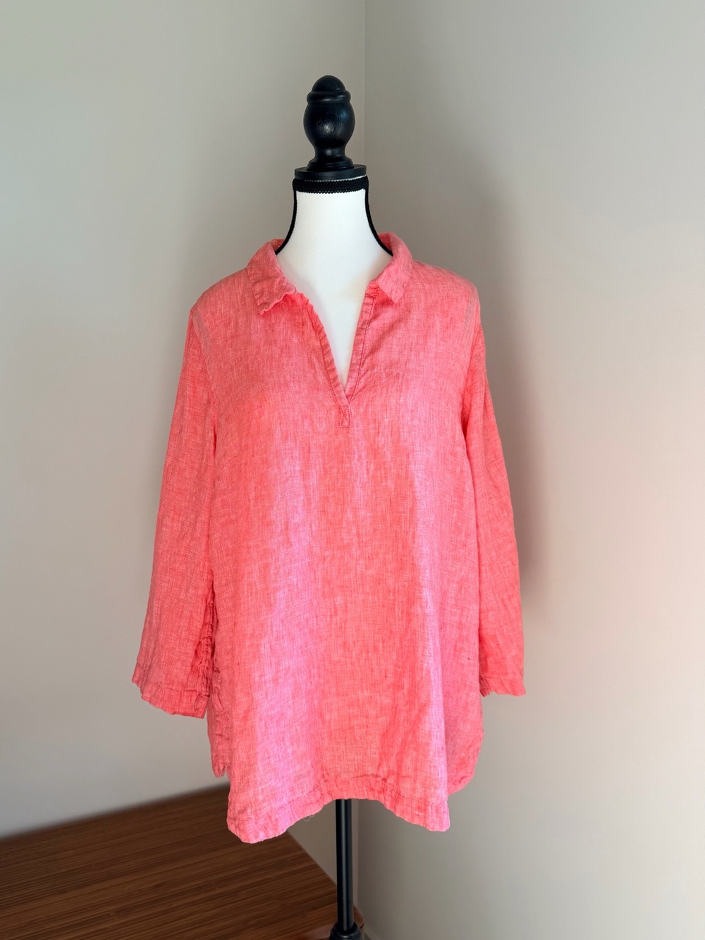 Sigrid Olsen 100% Linen Coral Pink Tunic Top – Size Large